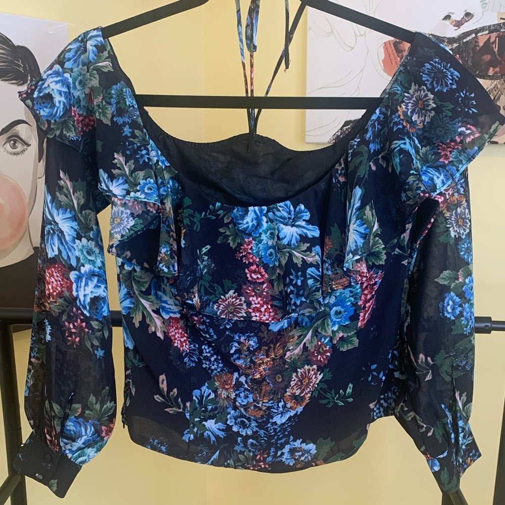 💫HP‼️💫 NWOT LPA (Revolve) Whimsical Off-Shoulder Blouse in Antique Floral, Small - Picture 7 of 7